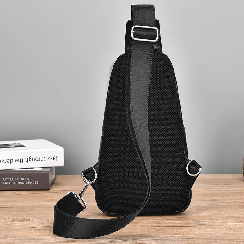Brand men's chest bag 100% leather bag fashion shoulder bag husband double pocket crossbody bag quality men's handbag men's gift