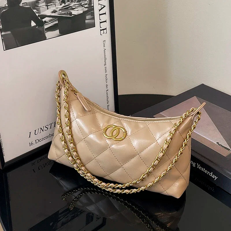 Women's Leather Handbag With Long Shoulder Strap By Famous Designer Luxury Brand For Elegant Outings