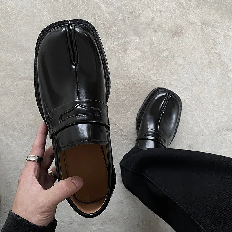 Mens Cow Leather Tabi Shoes, Loafer for Men and Women Split Toe Thick Sole Casual Leather Casual Shoes Sneakers Loafers Men