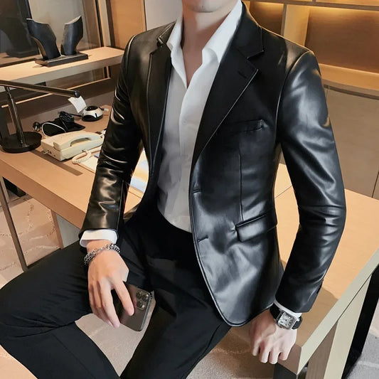 2025 Men's Casual Autumn Winter Brand Clothing Leather Jackets Male Slim Fit Fashion Casual Leather Jackets/Man Coats S-3XL