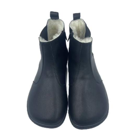 Tipsietoes Chelsea Barefoot Genuine Leather Winter Boots With Warm Real Natural Fur Linning And Insole For Women Zero Drop Sole