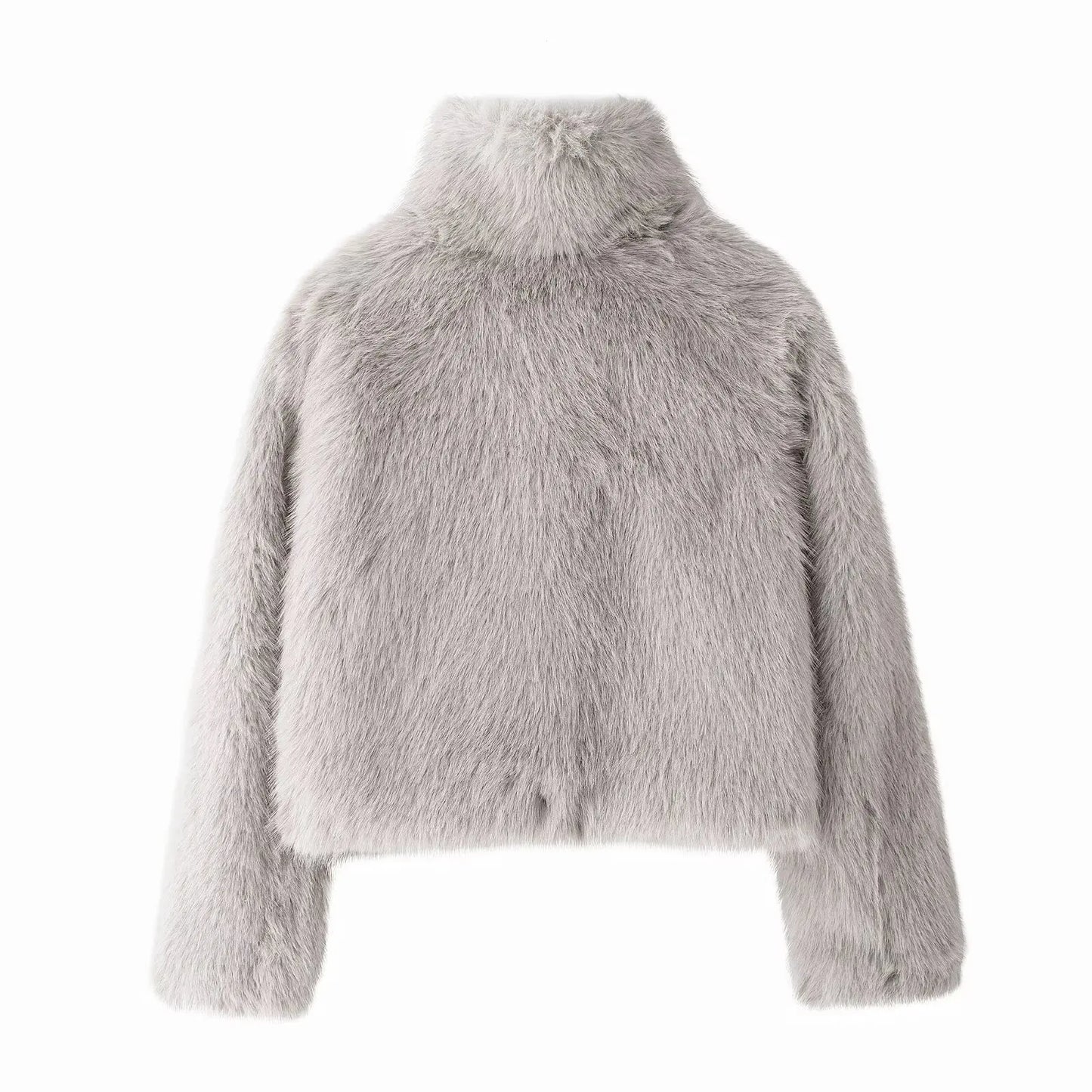 European and American style winter new fashion all-match lapel faux fur jacket