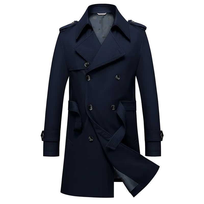 Classic Men's Trench Coat 8XL Plus Size Windbreak High Quality Business Casual Wind Coat Men Clothing Oversized Ponchos A5F7987