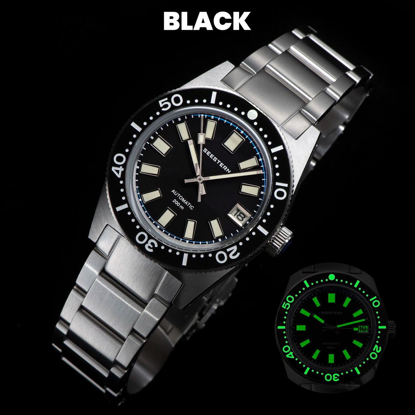 SEESTERN Diving Watch 62MAS Automatic Mechanical Men of Wrist Watches Japan NH35 Movement Sapphire Glass Bracelet Luminous Bezel
