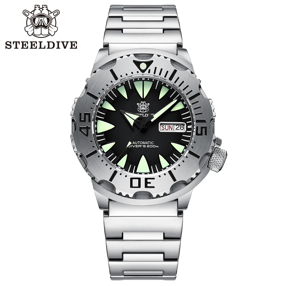 STEELDIVE SD1984 Hot Selling 42.2MM M onster 200M Waterproof NH36 Day Function Sapphire Glass Automatic Movement Steel Bracelet