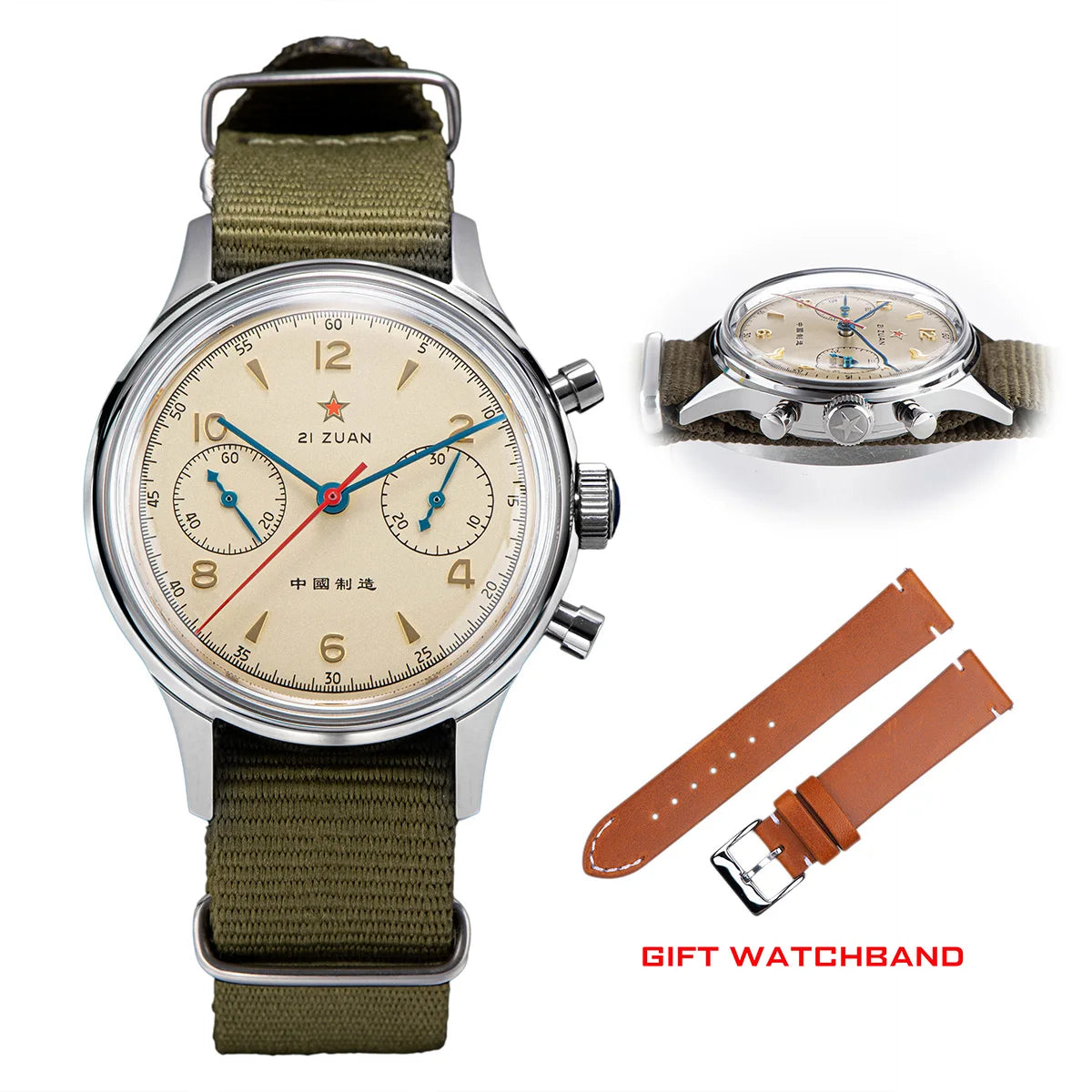 China 1963 Polit Chronograph Watch 40mm Aviation for Men Original ST1901 Movement Gooseneck Mechanical Sapphire 38 Reloj Homber