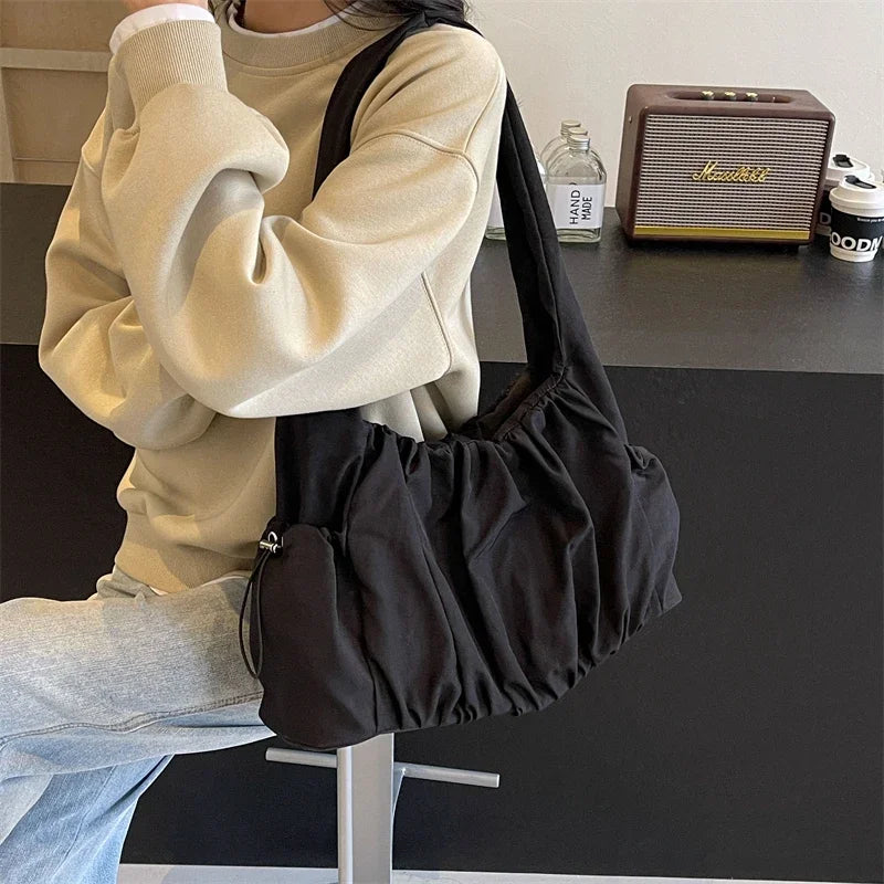 Hot Selling Fashion Nylon Pleated Women's Crossbody Bag 2025 New Casual Trend Versatile Large Capacity Tote Women's Shoulder Bag
