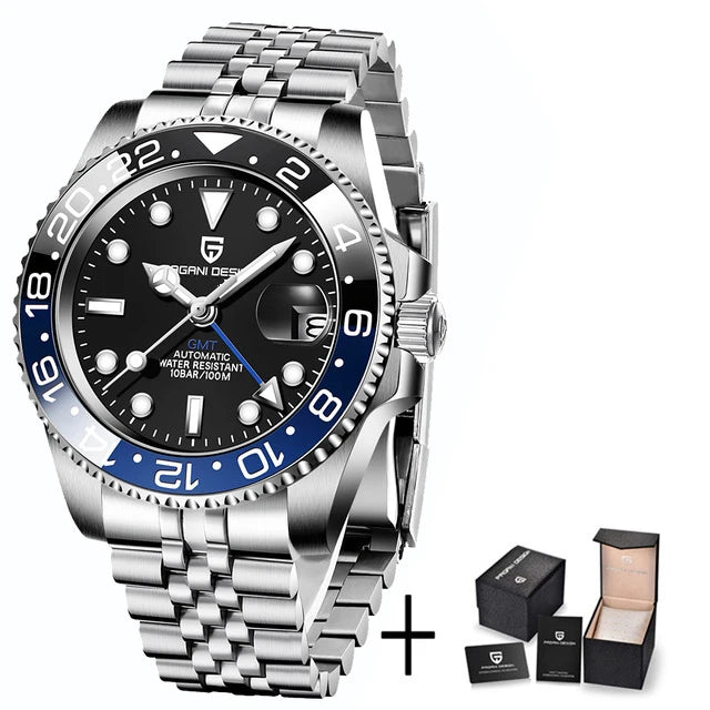 PAGANI DESIGN Sapphire Glass 40MM Ceramic GMT Mechanical Watches 100m Waterproof Classic Luxury Men Automatic Watch Reloj Hombre