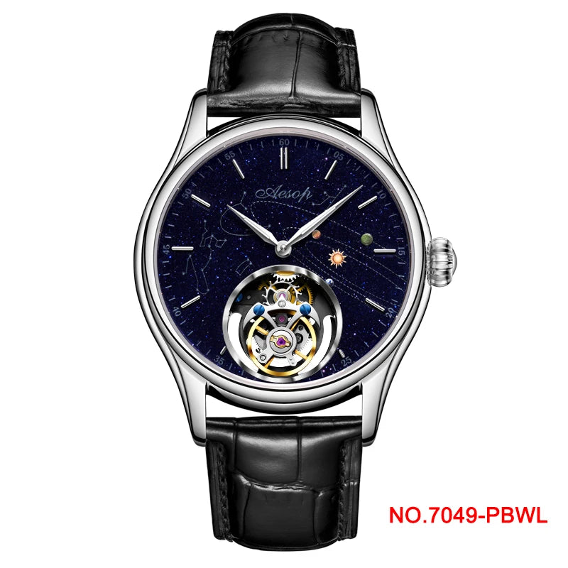 AESOP Flying Tourbillon Skeleton Mechanical Luxury Watches Waterproof Wristwatches Watch Brand For Men Movement Sapphire 2023