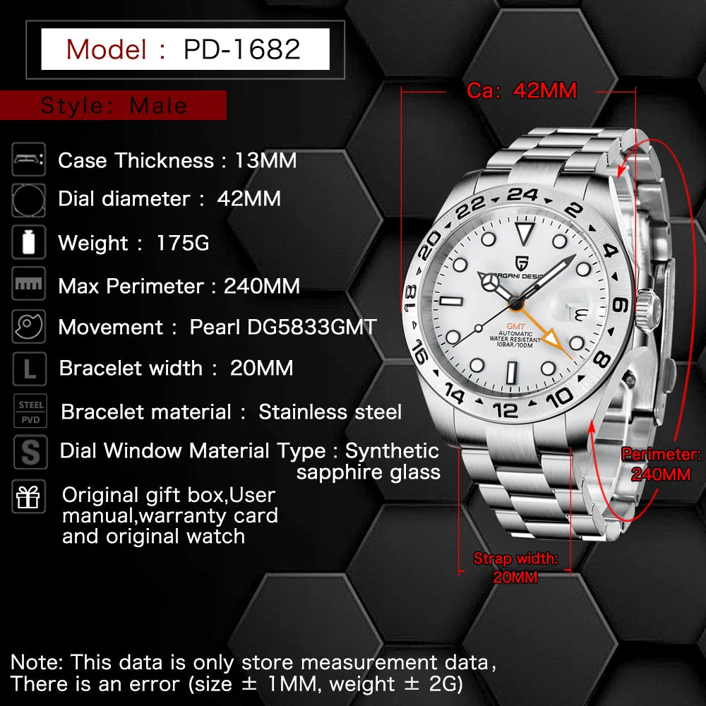2025 New PAGANI DESIGN Men Mechanical Watches Top Brand Luxury GMT Automatic Watches Men Waterproof Wristwatch Relogio Masculino