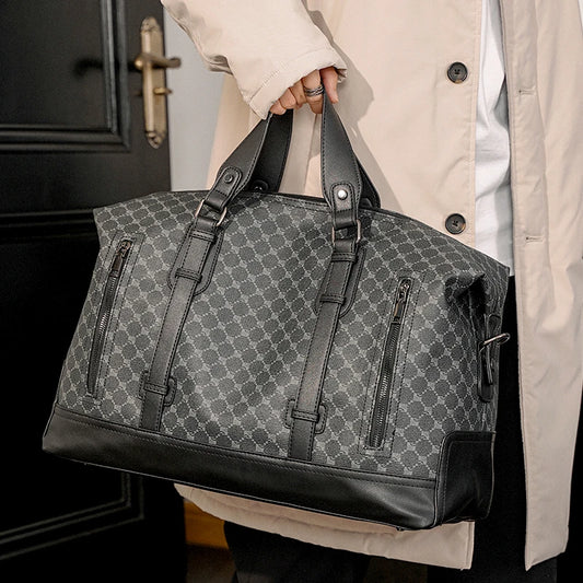 Xiao.P 2024 New Large Capacity Plaid Travel Bag Korean Version Men's Bag Casual Fashion Shoulder Bag Crossbody Bag Big