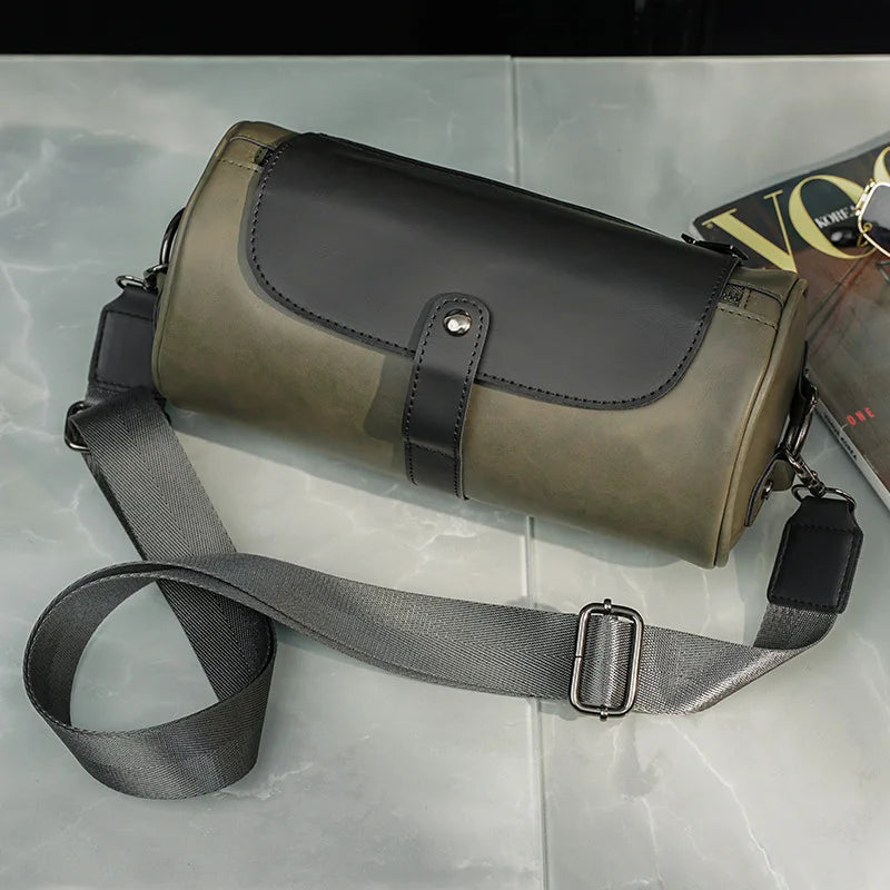 Real Brand Hot Sale New Fashion Men Bags Small Shoulder Bag Cylindrical Shape Men Messenger Bag Crossbody Leisure Bag