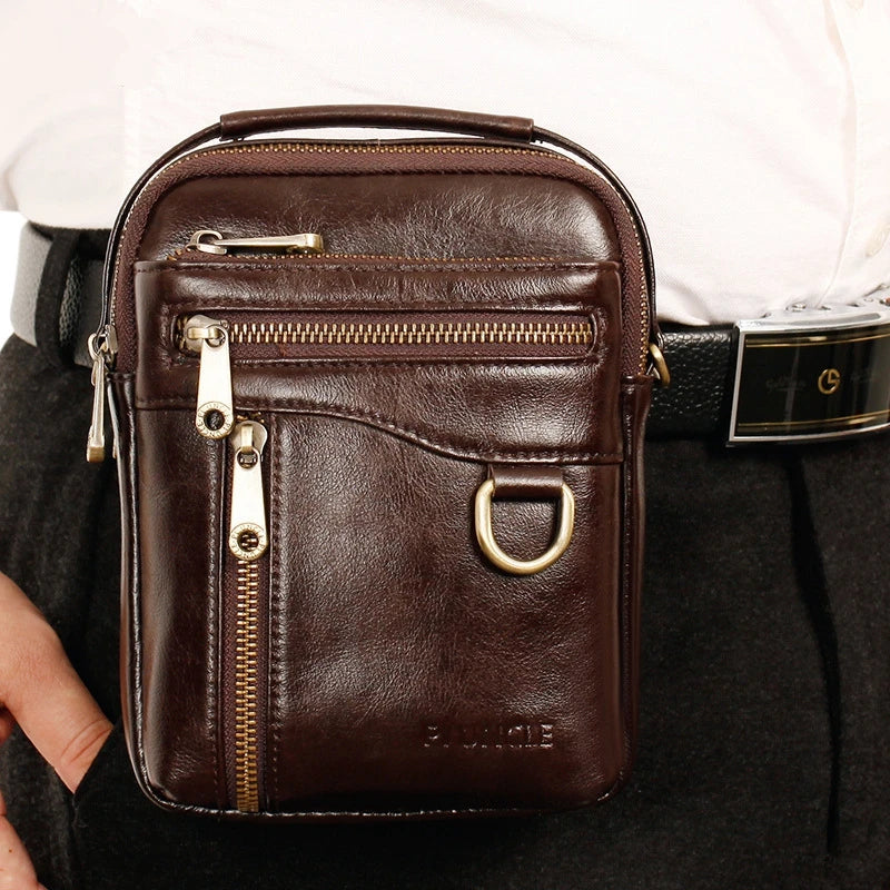 Genuine Leather Men Shoulder Crossbody Bags Casual Waist Pack Handbags For Male Messenger Tote Flap Sling Purse Clutch JYY1057