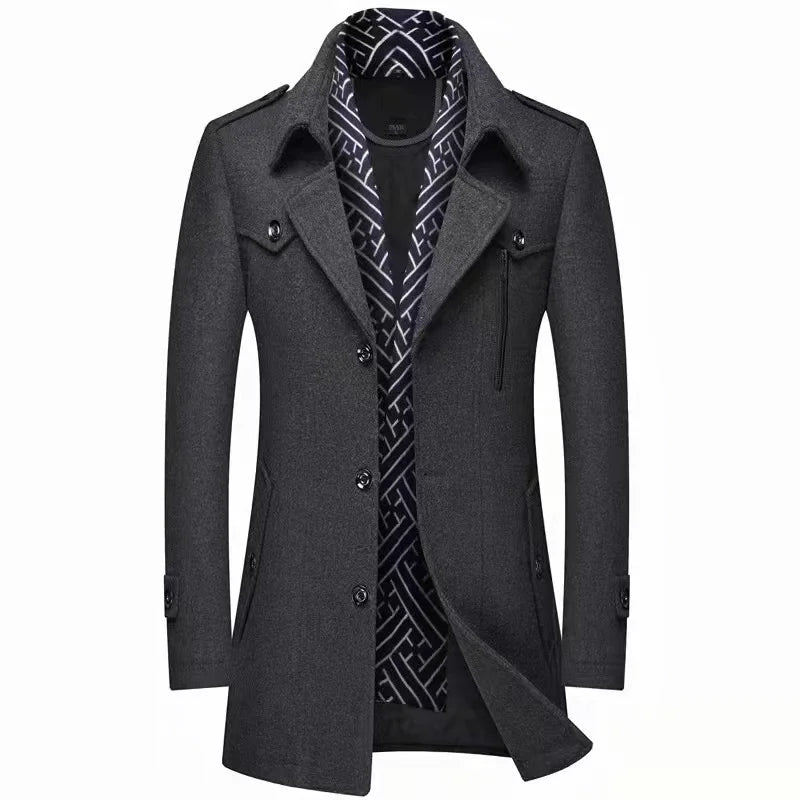2024 Autumn And winter New Woolen Coat Middle-Aged And Young Woolen Coat Medium To Long Quality Business Woolen Coat Outerwear