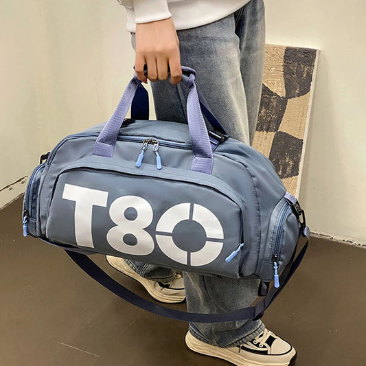 Women's Handbag T80 Gym Sports Backpack for Man Hand Bag Fitness Travel Tote Shoe Shoulder Duffle Crossbody Portable Boston Bag