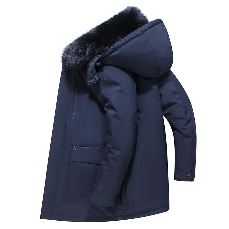 Winter New Arrived Men Thickened Down Jacket -30 Winter Warm Down Coat Jacket Men Fashion Long White Duck Hooded Down Parkas