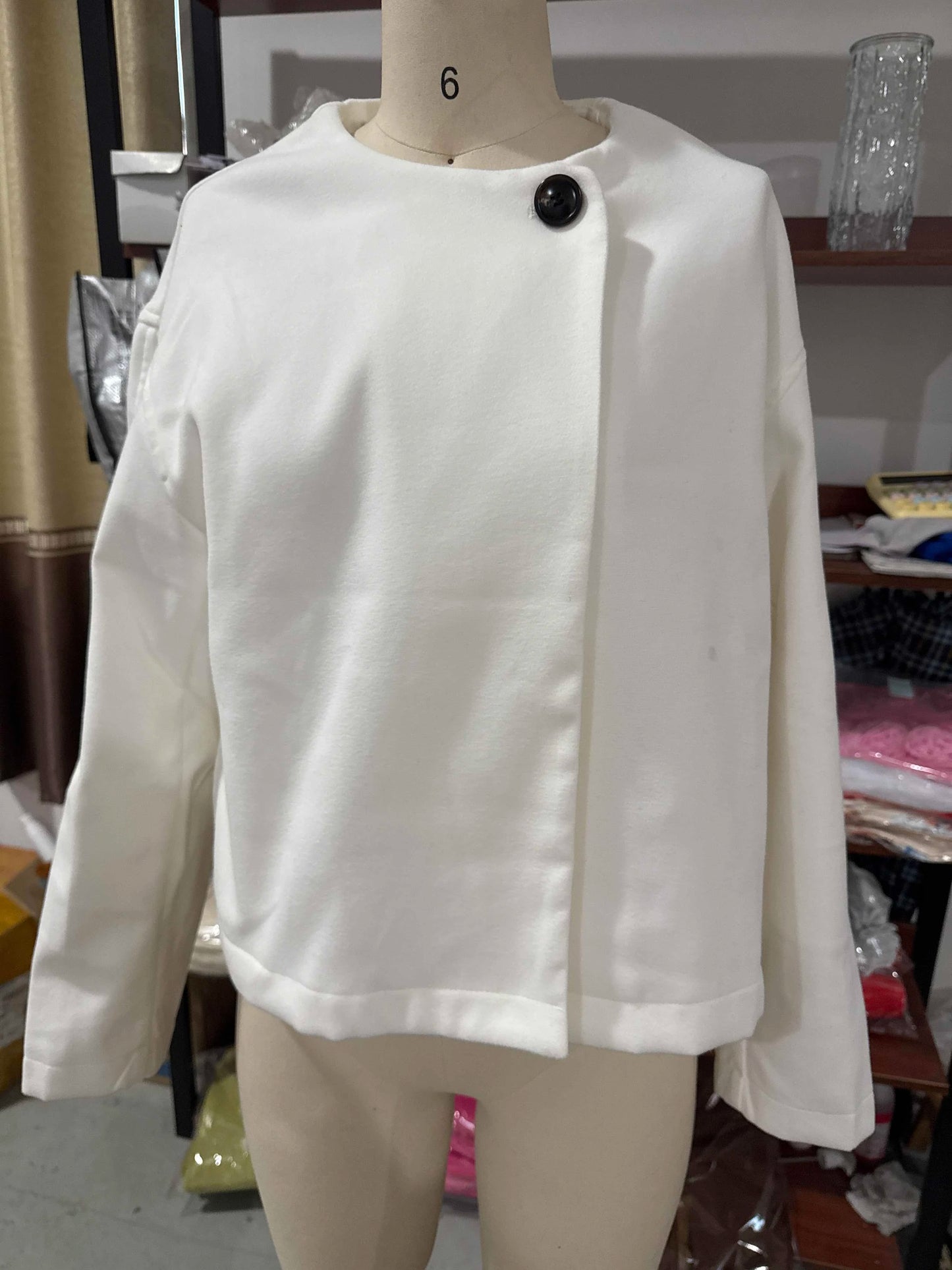 Retro Loose Casual Woolen Coats Women's Double Breasted Stand Collar Short Jacket Office Lady Autumn Winter 2024 Solid Outerwear