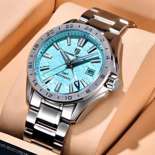 PAGANI DESIGN New 39mm Desert Texture Luxury Business Men's Watch GMT Automatic Mechanical Sapphire 100M Waterproof Night Light