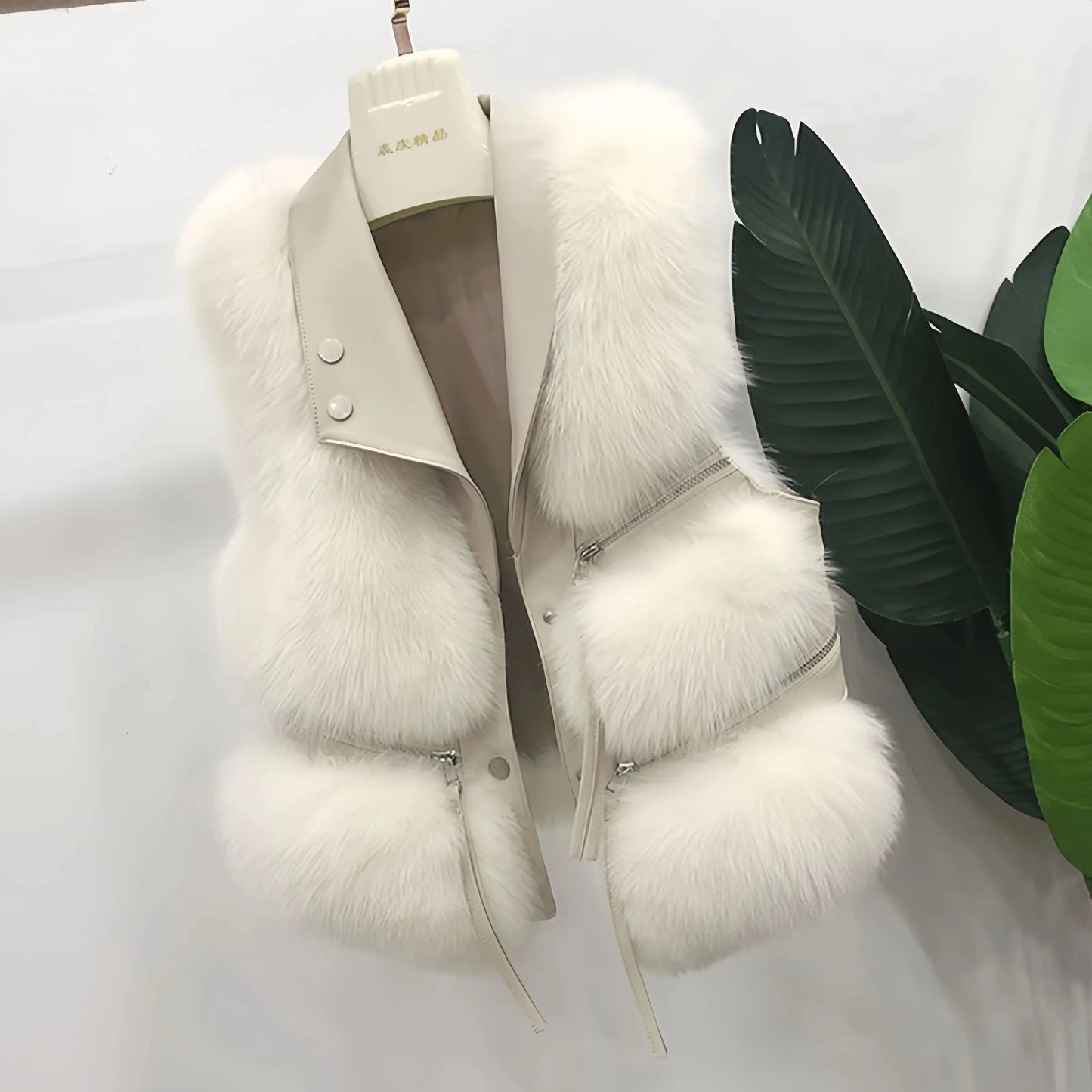 Faux Fur Waistcoat for Womens, Chic Splice Fox Coat Ladies Sleeveless Fur Vest Jacket, Slim Faux Fox Fur Outwear Vests, New