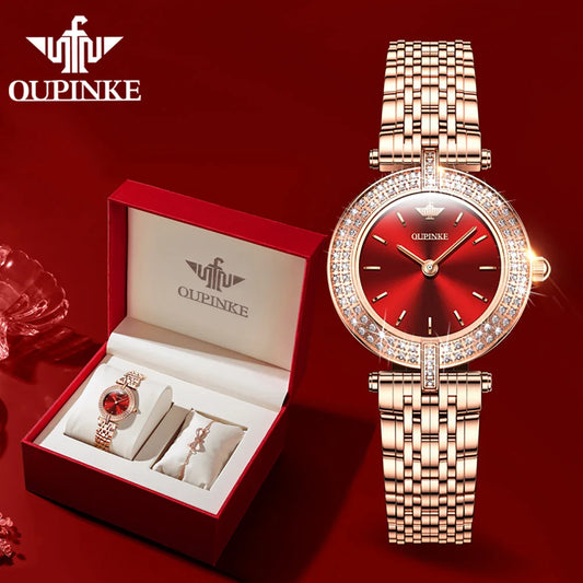 OUPINKE 3191 Luxury Women Watch Original Top Brand Waterproof Sapphire Mirror Diamond Watch Swiss Movement Quartz Women Watch