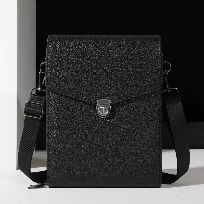 Double layered shoulder bag, neutral business cash bag, PU leather crossbody bag