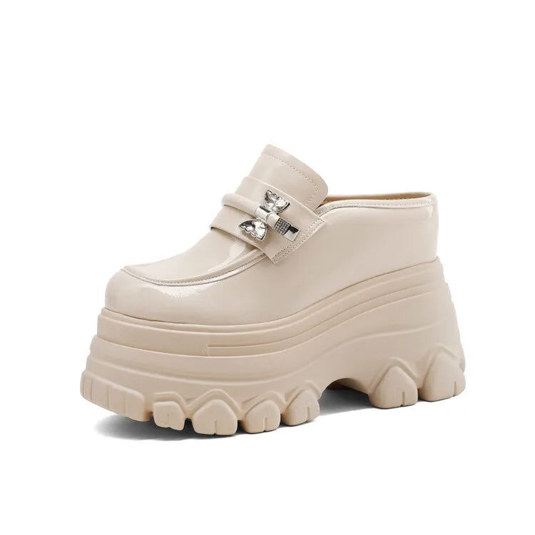 High Heels Baotou Half Slippers Women's Summer 2024 New Genuine Leather Fashion Women's Mules Shoes Thick Heel Wedges Slippers