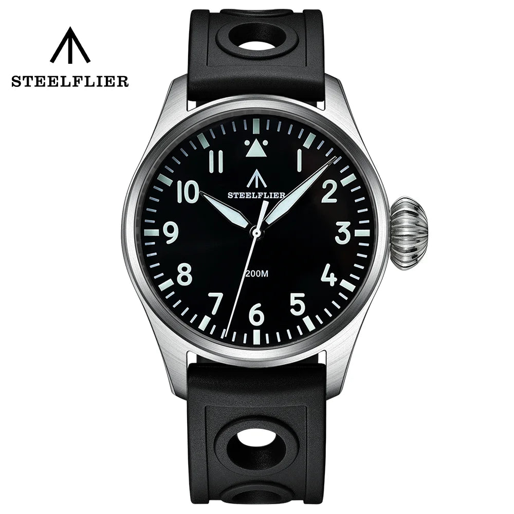 STEELFLIER Official SF743 Quartz Pilot Big Onion Crown Swiss Luminous VH31 20Bar Waterproof Sapphire Crystal Luxury Dive Watch