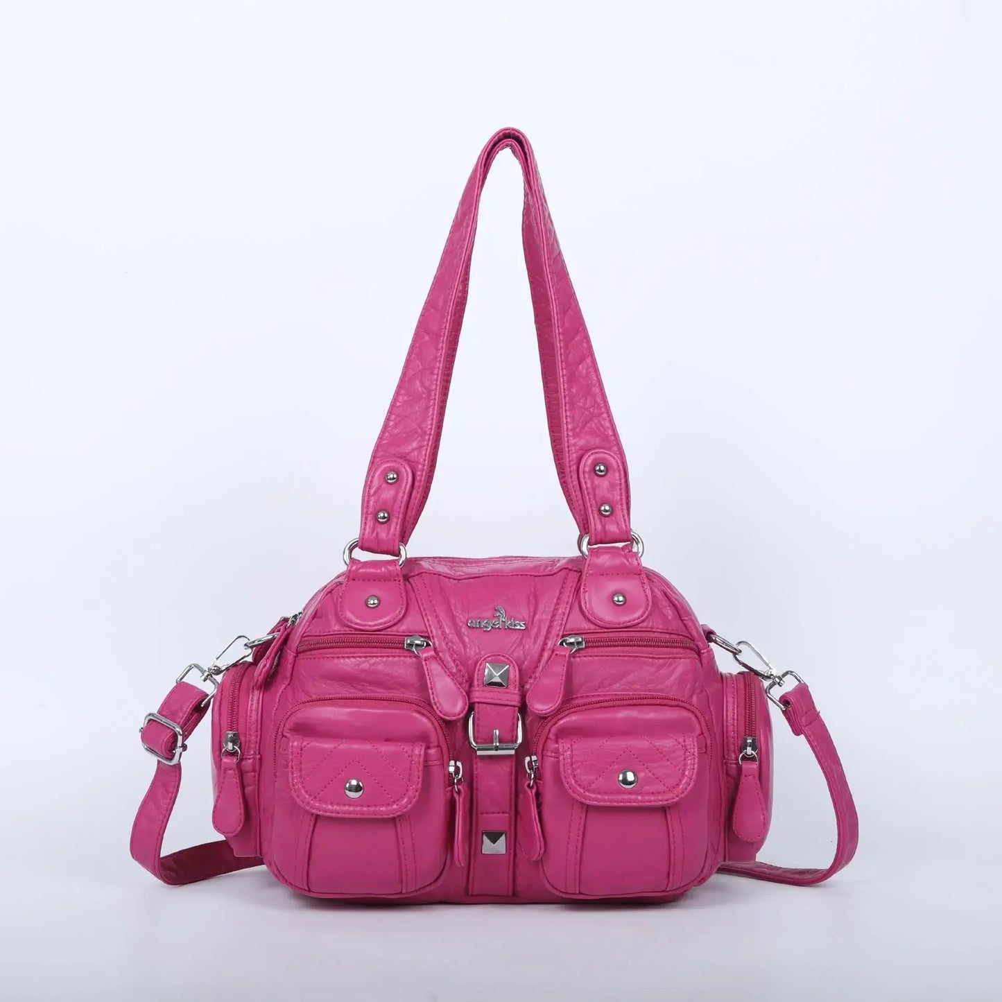 Ladies Handbags Vintage Fashion Tote Bag Women Punk Biker Satchel Top-handle Shoulder Crossbody Bag Multi-pockets Dumpling Pack