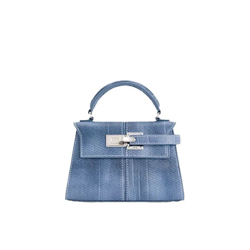 Women's Handbag 2025 Trapezoidal Leather Women's Bag Versatile Fashion Niche Handbag Denim Blue Tote Bag Small Crossbody bags