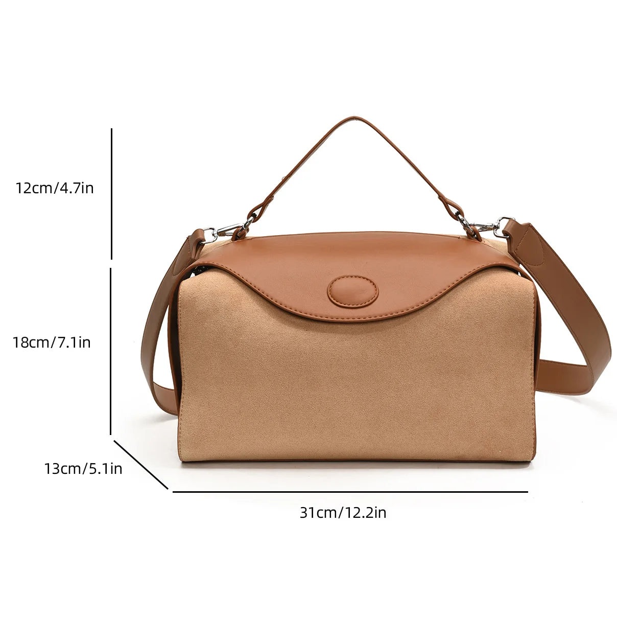 Womens Leather Handbag Designer Fashion Autumn Winter Big Boston Tote Soft Matte Suede Bag Lady Versatile Shoulder Crossbody Bag