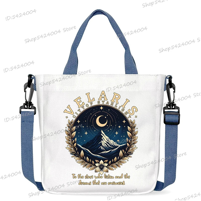 Fourth Wing Shoulder Bag Vintage Basgiath War College Pattern Canvas Crossbody Bags Casual Dragon Rider Women Messenger Bag
