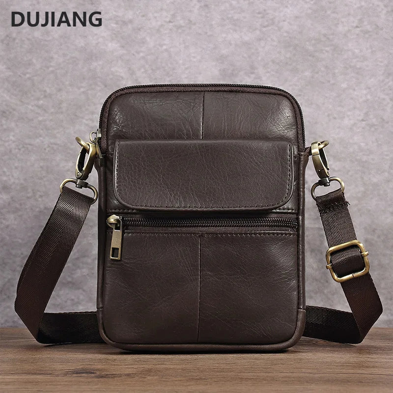 New Casual Men's Cow Leather Shoulder Phone Bag Male Small Crossbody Bag