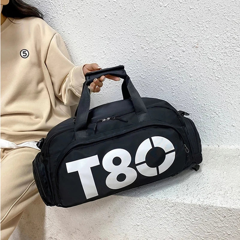 Women's Handbag T80 Gym Sports Backpack for Man Hand Bag Fitness Travel Tote Shoe Shoulder Duffle Crossbody Portable Boston Bag
