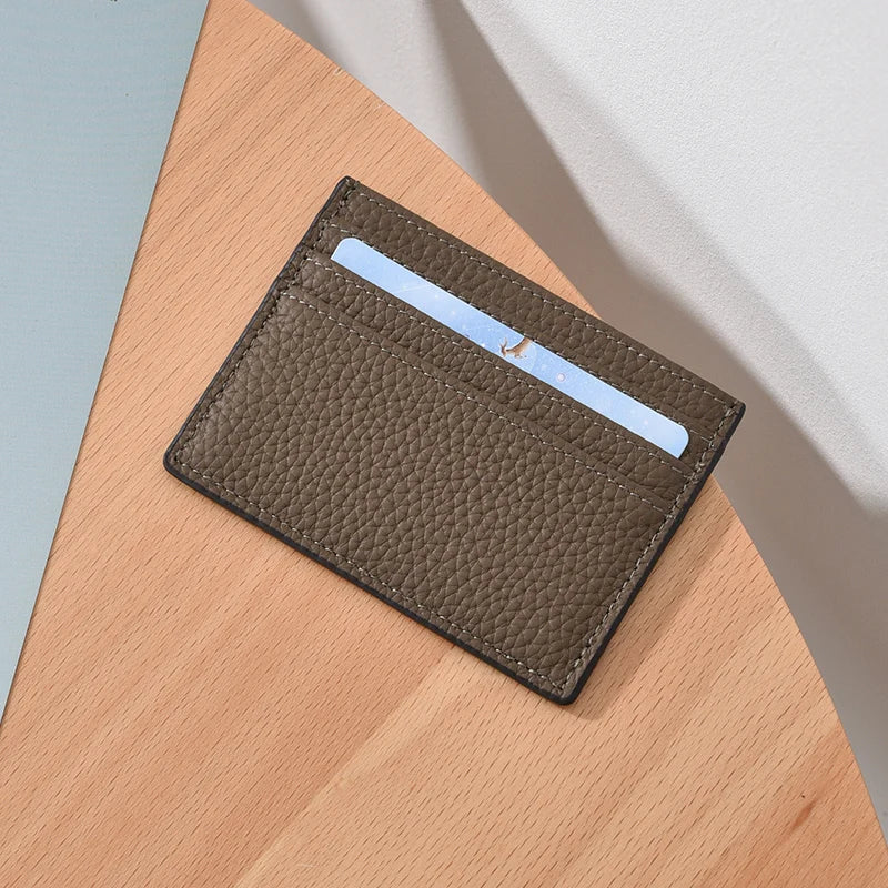 Ultra-thin Card Holders Genuine Leather High Quality Luxury Design Unisex ID Card Case Cowhide Solid Slim Business Card Wallet