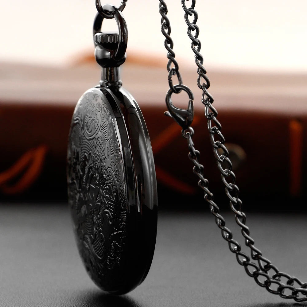 Black Humorous Anime Quartz Pocket Watch Vintage Gentleman Style Series Necklace Pendant Clock Gift Wedding Souvenir