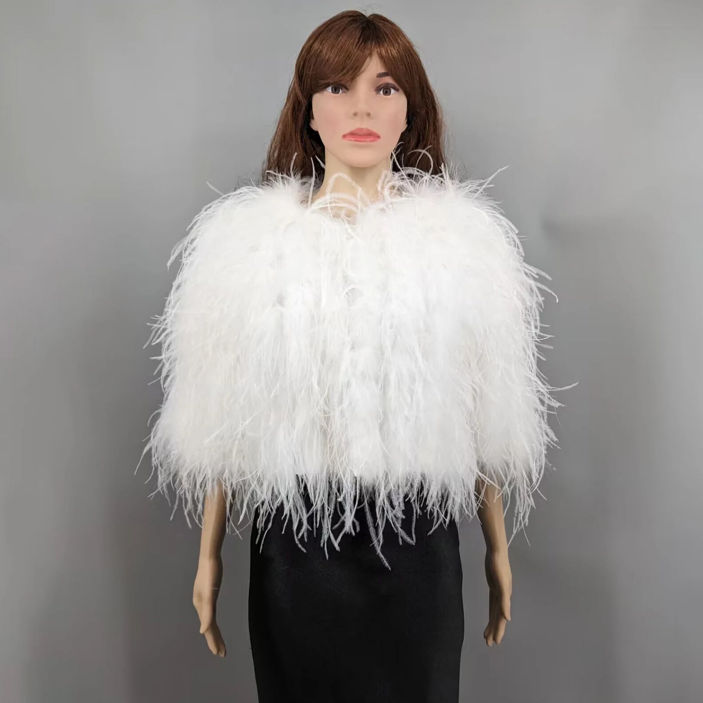 Luxurious Furry Ostrich Feather Jacket, Peach Fuzz Fashion, Wedding Party, Concert, Bride B230408, 2024