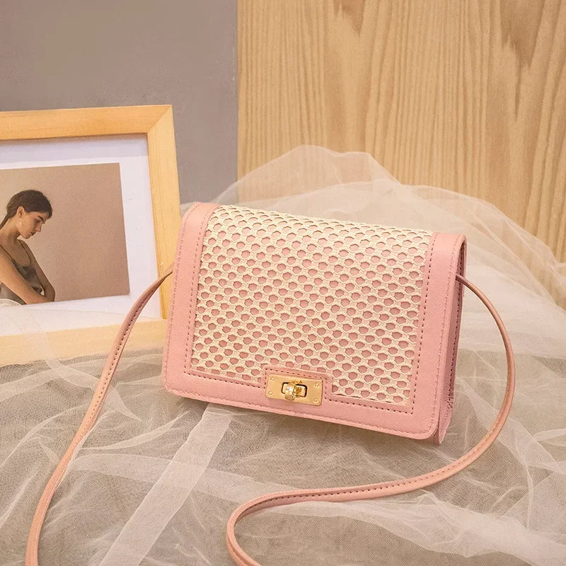 New Women's Messenger Bags Fashion All-match Small Square Bag Trend Mesh Bag Hit Color One-shoulder Mobile Phone Bag