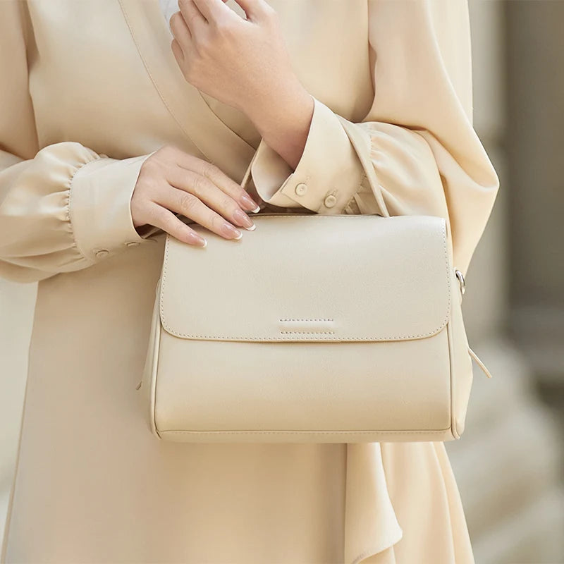 ZOOLER Handcraft Real Leather Bag Big Female Rice First Cow Layer Genuine Leather Handbag Shoulder Bags Top Female Fashion#HY605