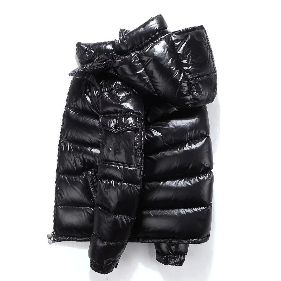 Short Winter Hooded Women Thickened Warm Long Sleeve Cardigan Jacket Waterproof Parkas New Glossy Down Men's Fashion Jackets