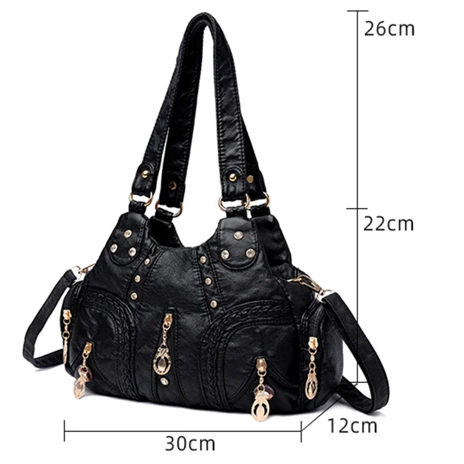 Leather Casual Crossbody Bags for Women 2024 Ladies Luxury Designer Tote Handbag Top-Handle High Quality Shoulder Bag Sac A Main