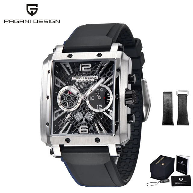 PAGANI DESIGN 2022 New Rectangular Watches for Men Top Brand Men's Sports Quartz Watches Skeleton Automatic Date Chronograph