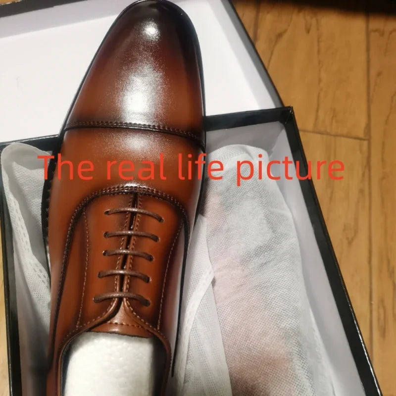 Man Genuine Leather Shoes Rubber Sole Man Business Office Male Dress Leather Wedding Party Shoes Plus 48 Men Italian Shoe