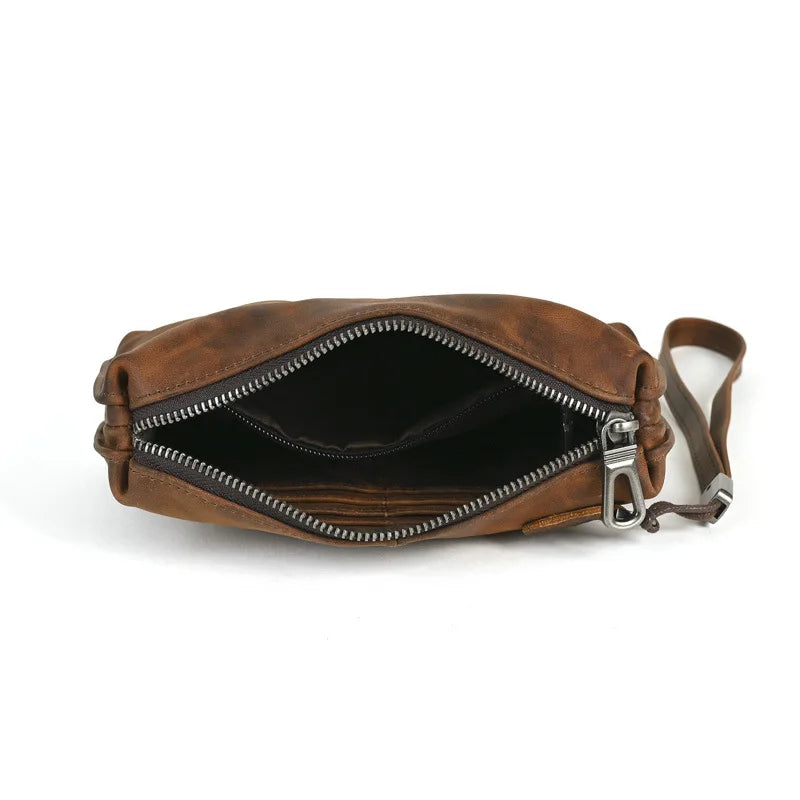 Vintage Men's Clutch Bags Genuine Leather Handbag Male Long Money Wallets Phone Pouch Man Clutch Soft Leather Coin Purse